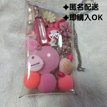 마이멜로디 핑크 계열 가챠 파우치 메이크업 캡슐 토이