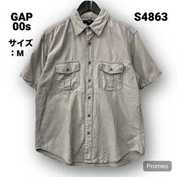 [즉시 구매 OK] 00s GAP 린넨 반팔 셔츠 사이즈 M 그레이
