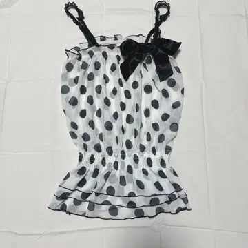 빅 도트 무늬 갸루 탑 리본 히메갸루