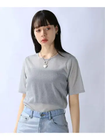[고품질] JEANASIS/라메 텐지쿠 시어 SS TEE/실버/택 포함/
