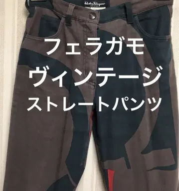 페라가모 아트 데님 빈티지 스트레이트 팬츠