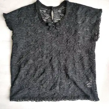 카네코 이사오 블랙 전체 레이스 블라우스 프렌치 슬리브