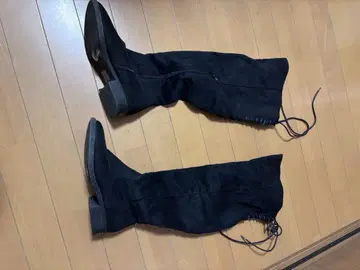 블랙 스웨이드 롱 부츠
