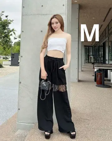 rady 레이스 라인 와이드 팬츠 블랙 M 사이즈
