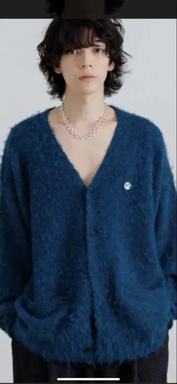ggy knit mix cardigan / 샤기 니트 믹스 가디건