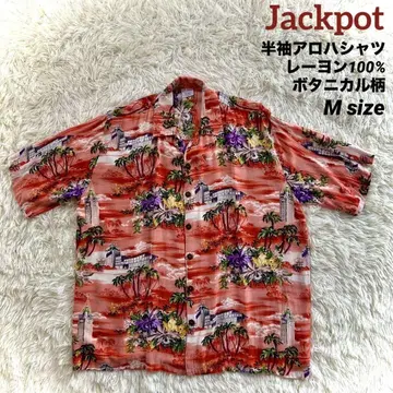 Jackpot 반팔 알로하 셔츠 레이온 보타니컬 무늬 핑크 M