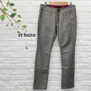 에보왓 et boite 헤링본 스트라이프 팬츠 스트레이트 팬츠