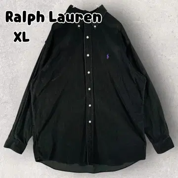 90s 랄프 로렌 긴팔 코듀로이 셔츠 BLAKE XL 흑먹색 블랙