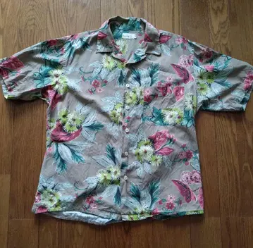 90s J.CREW 꽃무늬 반팔 셔츠 알로하
