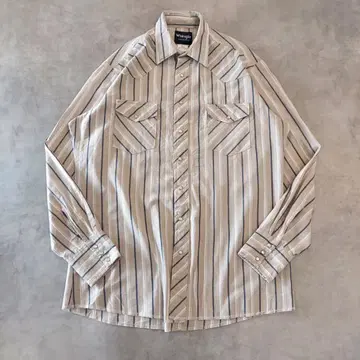 Wrangler 랭글러 스트라이프 셔츠 구제 의류 L 베이지 15185