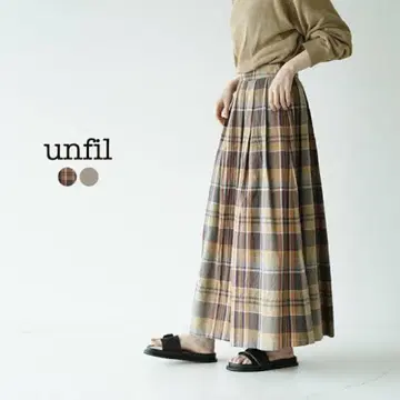 unfil 체크 무늬 롱 스커트