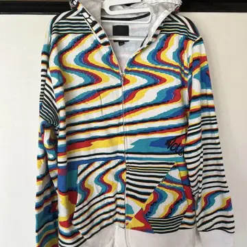 VOLCOM 컬러풀 파도 무늬 후드티 L/G