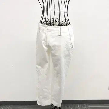 에포카 팬츠 화이트 일본제 슬릿 면 혼방 심플 베이직 무지