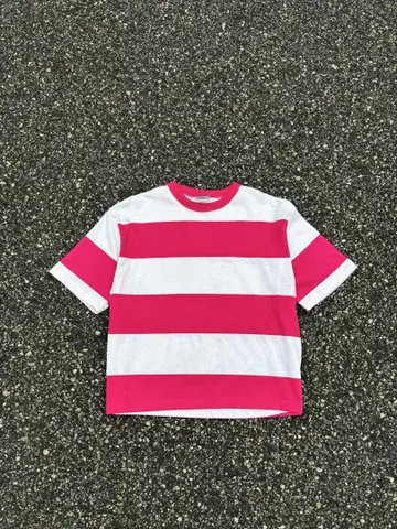90s 보더 티셔츠 두꺼운 피치 USA제 핑크 싱글 스티치 레어