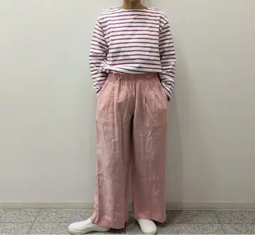 무인양품 여성용 린넨 이지 와이드 팬츠 핑크 XL