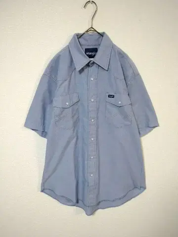 새상품급 랭글러 Wrangler 반팔 셔츠 남성용 L 데님풍 스카이블루