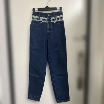 다크 네이비 하이 웨스트 데님 팬츠