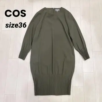 코스 코스 밑단 플리츠 원피스 36 카키