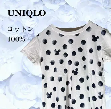 유니클로 'UNIQLO' 티셔츠 [F] 화이트 화이트 디즈니 미키 도트