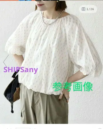 개더 퍼프 슬리브 블라우스 [거의 새 상품] 세탁기 사용 가능