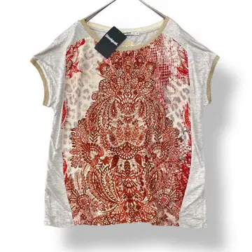 데시구알 Desigual 에스닉 티셔츠 비쥬 프렌치 슬리브 M