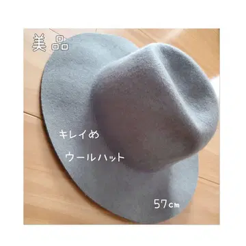 그레이 100% 울 펠트 햇 57cm