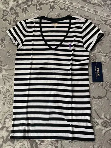 POLO 스트라이프 V넥 티셔츠 XS 택 포함 새상품
