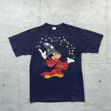 80s 90s 미키 Fantasia 판타지아 티셔츠 L 네이비