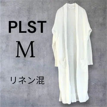 PLST 롱 가디건 린넨 혼방 겉옷 여성용 M 아이보리