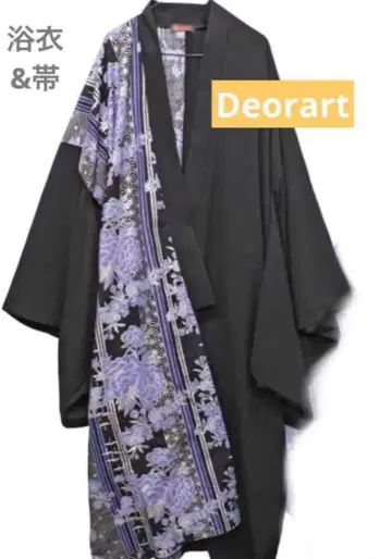 Deorart(디오라토) 유카타&오비 일본풍 패턴 절개 2개 세트