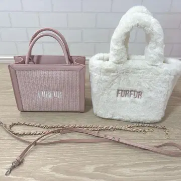 fur fur 퍼 퍼 토트백 숄더백 2개 세트