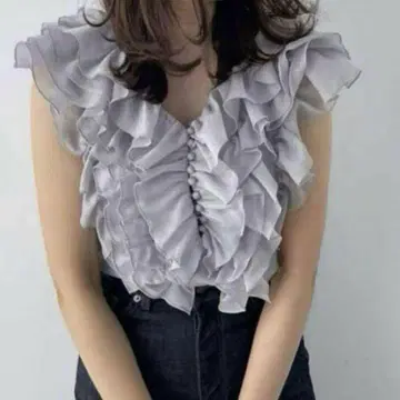 SNIDEL 백 디자인 프릴 블라우스 LBLU
