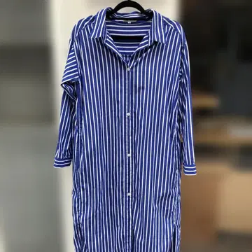 PLST 네이비 화이트 스트라이프 셔츠 원피스 S