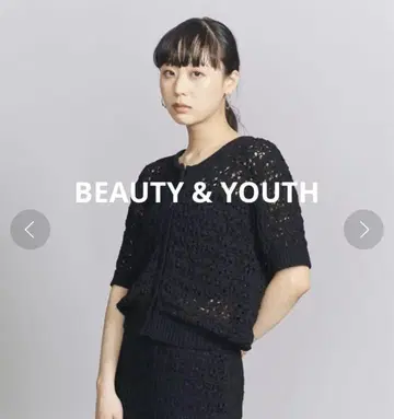 BEAUTY&YOUTH 테이프 니트 숏 슬리브 가디건