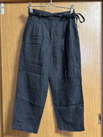 R&D.M.Co 린넨 블랙 캐주얼 와이드 팬츠