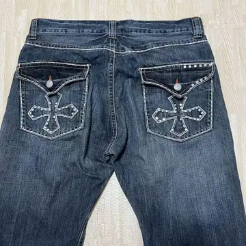 레어 00s y2k 그런지 크로스 와이드 데님 스톤 데님 헤이세이