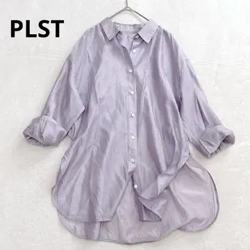 PLST 시어 셔츠 라벤더 계열 롱 기장 샤리감 소재 S 사이즈