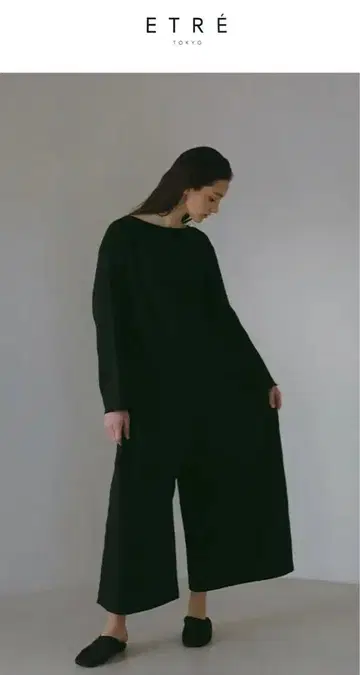 택 포함 미사용 새상품 에트레토쿄 오픈 백 더블 거즈 올인원 블랙 M