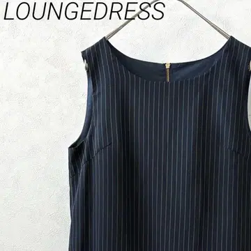 LOUNGEDRESS 무릎 기장 원피스 플레어 슬리브리스 스트라이프