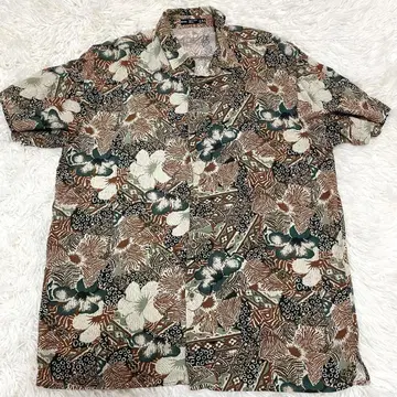 Bershka 알로하 셔츠 레이온 올 패턴 어스 컬러