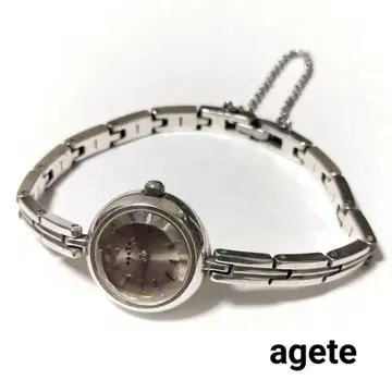 레어 agete 아가트 손목시계 실버 콤비 라운드 다이아 컷