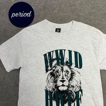 P2226 Hanes 애니멀 라이온 메시지 프린트 티셔츠
