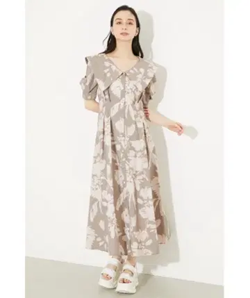 rienda BIG 컬러 턱 플레어 셔츠 원피스