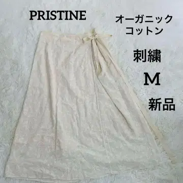 미사용 새상품 프리틴 꽃무늬 자수 크림색 랩스커트