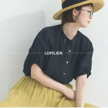 Lupilien 루피리안 핀턱 & 사다리 레이스 블라우스 인도 면 블랙