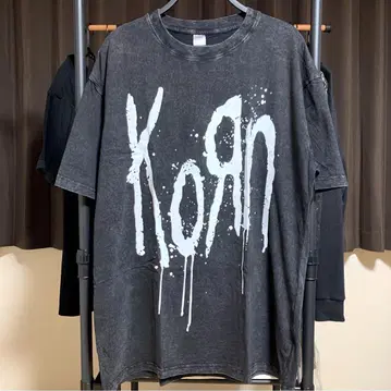 KORN 티셔츠 빅 로고 워시드 뉴 메탈 라우드 헤비