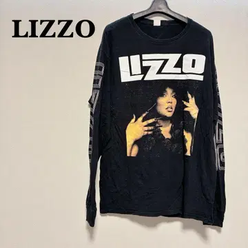 LIZZO 블랙 롱 슬리브 티셔츠 그래픽 프린트