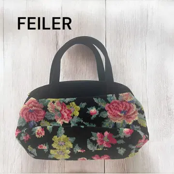 미사용 FEILER 꽃무늬 토트백 블랙 플라워 페이러 블랙