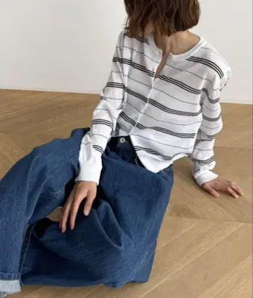 El mar 린넨 혼방 크루 니트 가디건