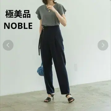 컨디션 최상 NOBLE W 벨트 하이 웨스트 테이퍼드 팬츠